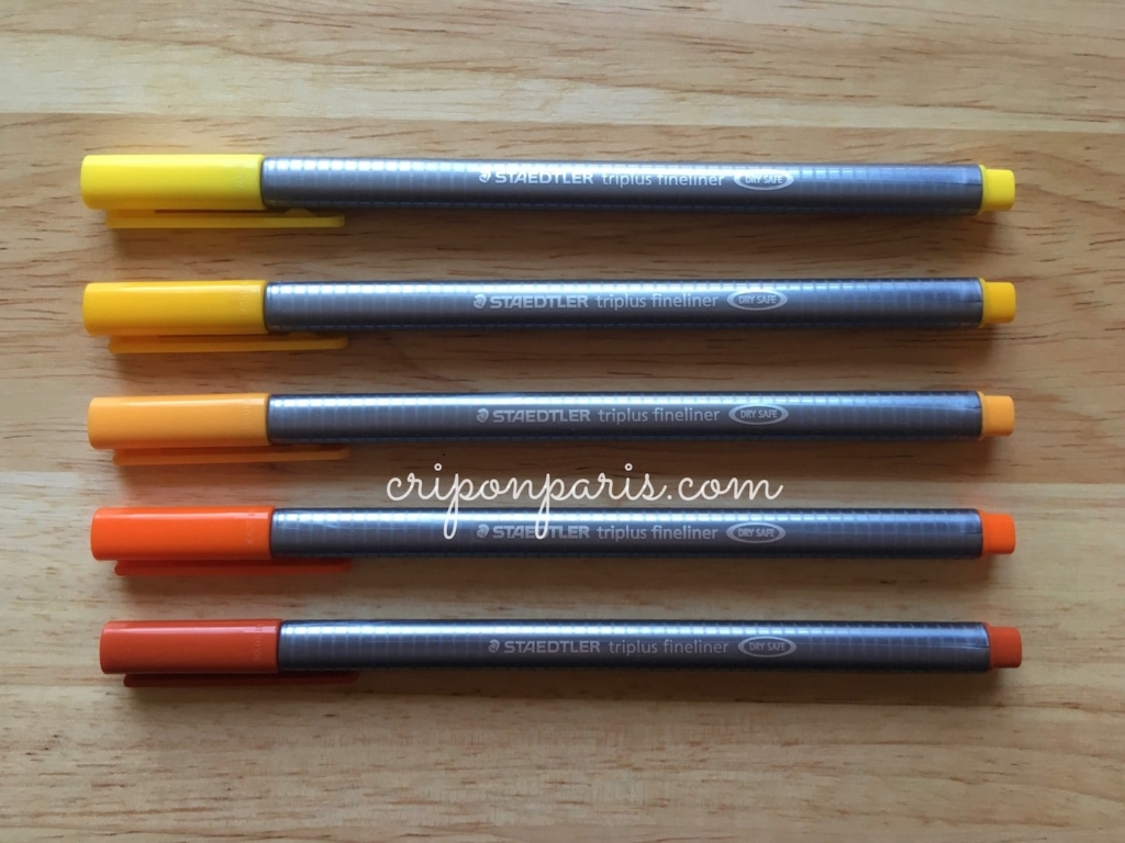 黄・オレンジ系のペン5色