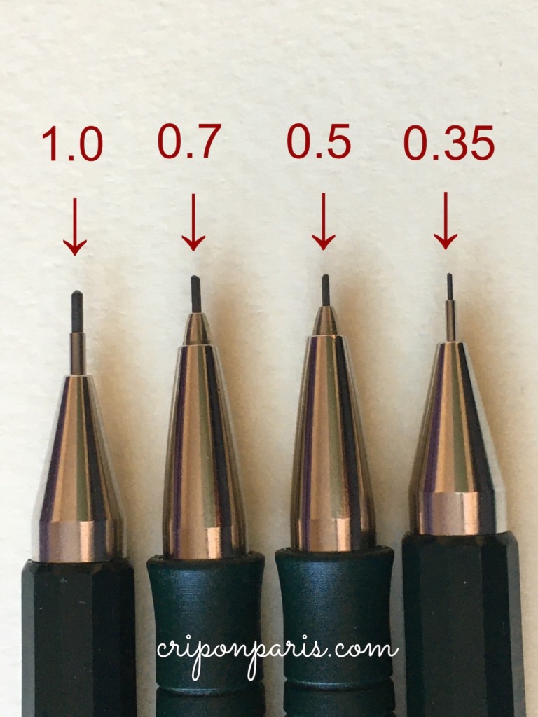 4種類の芯の太さの比較